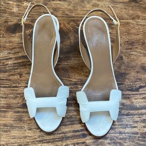 Hermès white leather Slingbacks/sandals, size 37.5